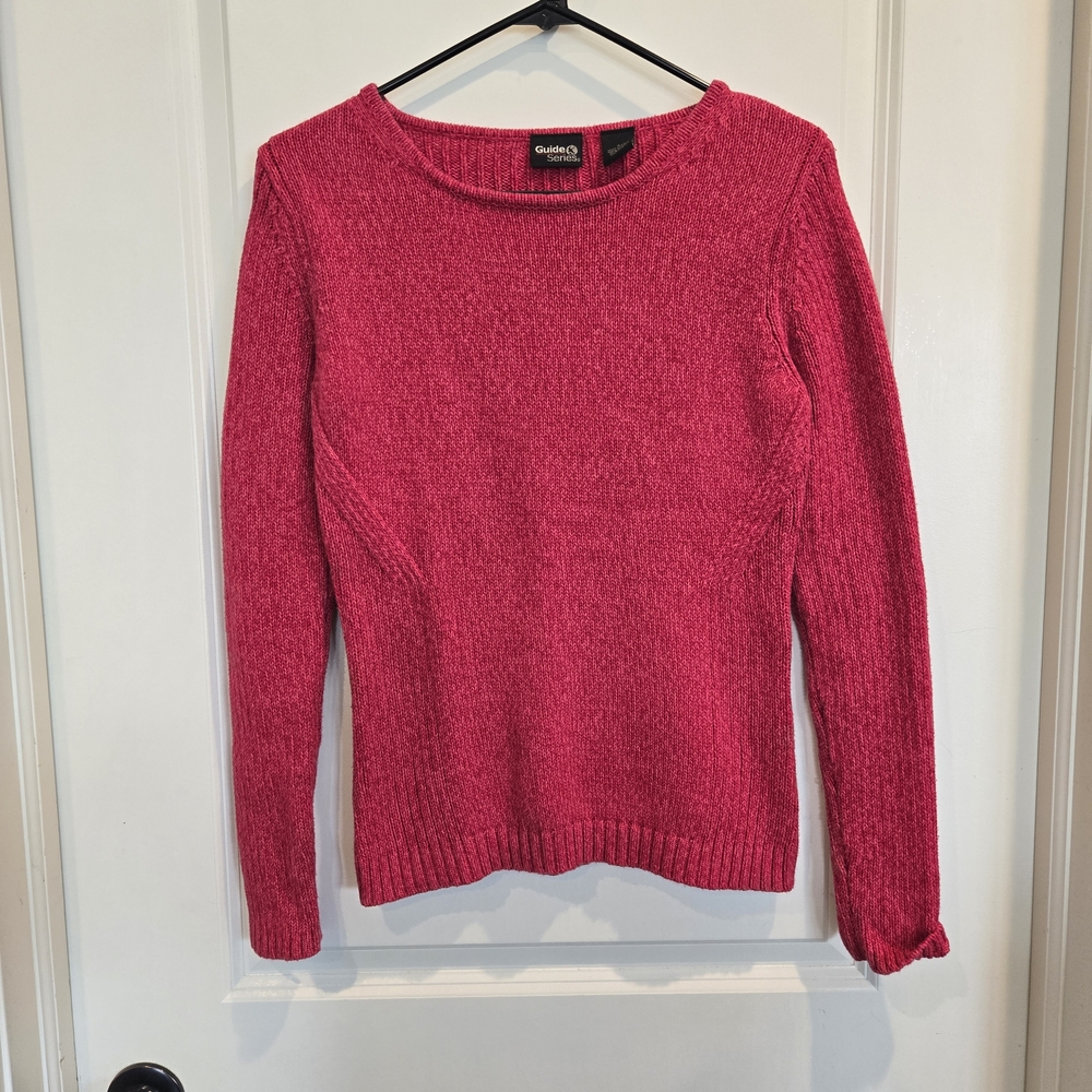 Guide Series Y2K Raspberry Pink 100% Cotton Fitted Knit Sweater – Small